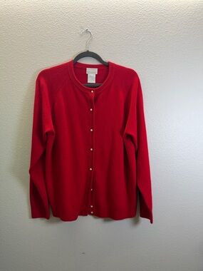 Designers Originals Red Pearl-Button Cardigan